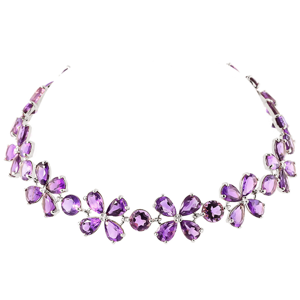 14K. SOLID GOLD BRACELETS WITH NATURAL AMETHYSTS (White Gold)